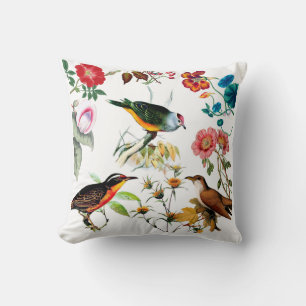 Coussin Bird vintage et modèle floral