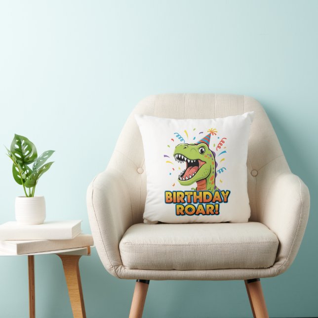 Coussin Birthday Roar Cute Dinosaur Birthday Party Design (Chaise)