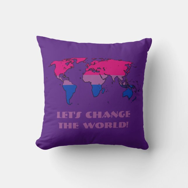 Coussin Bisexualité Carte de Fierté du monde Jeu d'oreille (Recto)
