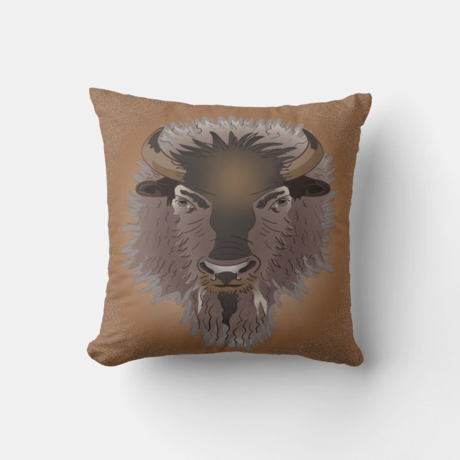 Coussin Bison rustique des plaines de l'Ouest (Recto)