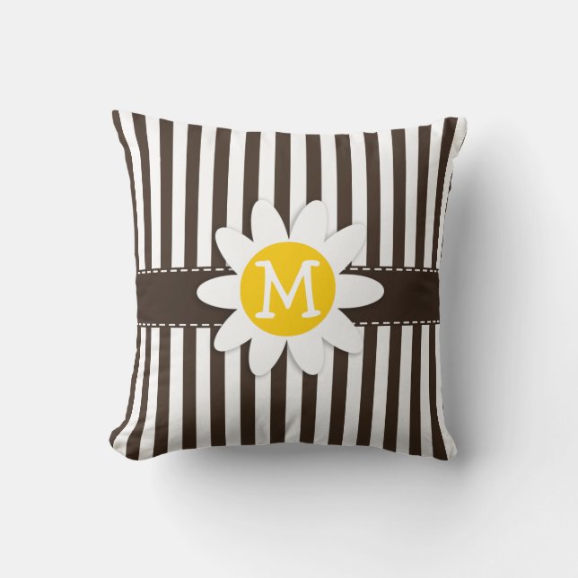 Coussin Bister Daisy sur Bister Brown Stripes; Gratuit (Recto)