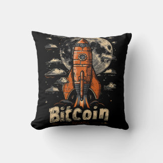 Coussin Bitcoin and Rocket to the Moon Crypto Design