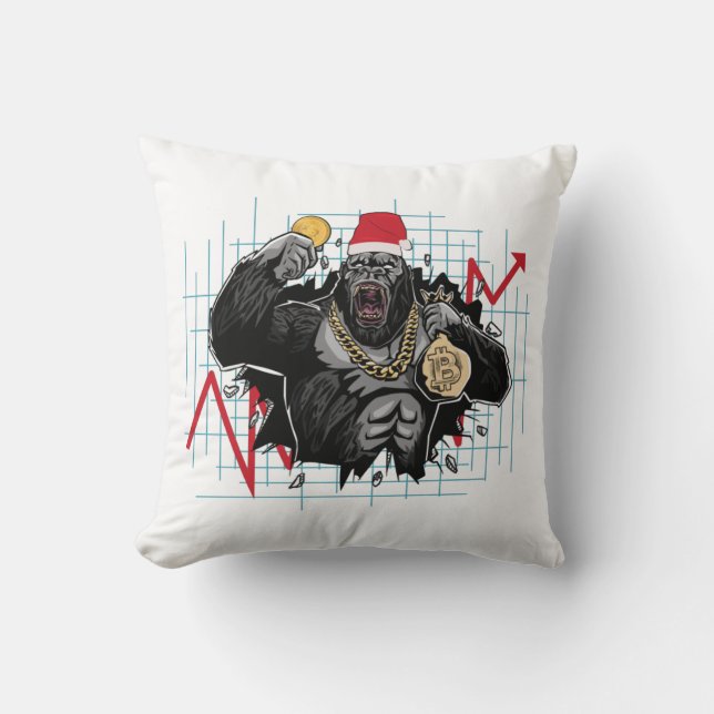 Coussin Bitcoin de Noël - Marché Stock (Recto)