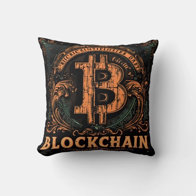 Coussin Bitcoin décor de Grunge (Recto)