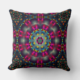 Coussin Bizarre kaléidoscope rose brûlé, peinture rustique