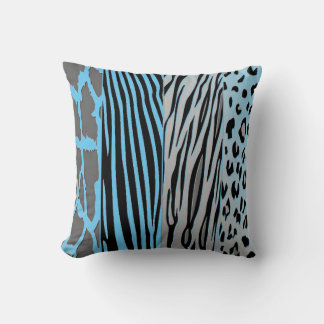 Coussin Black And Blue Animal Printed Zebra Stripe Pillow