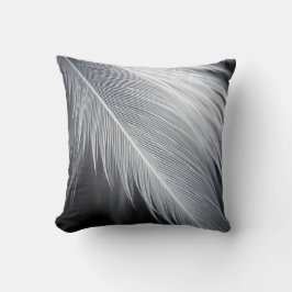 Coussin Black and White Feather  Throw Pillow