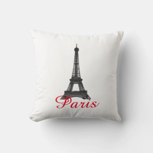 Coussin Black Blanc Tour Eiffel Paris Love City Travel
