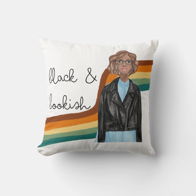 Coussin Black Book Lover Girl avec lunettes (Recto)