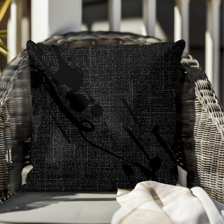 Coussin Black Burlap Moderne Peinture Abstraite