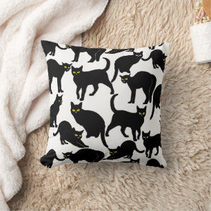 Coussin Black Cats on White