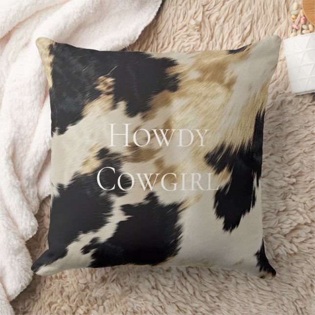 Coussin Black Cream Gold Western Cowhide (Couverture)