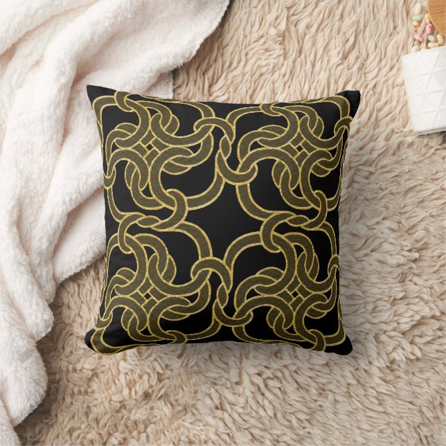 Coussin Black Gold Chic Celtic noeud Motif sans couture (Couverture)