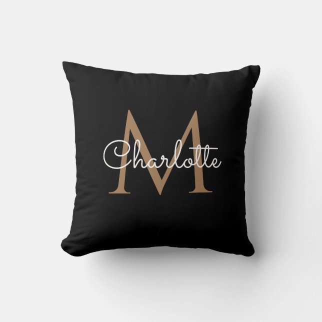 Coussin Black Gold Monogram Elegant (Recto)