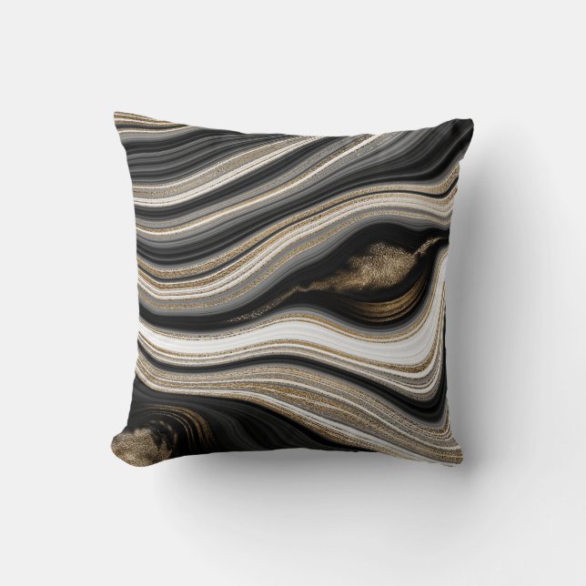 Coussin Black Gold White Agate moderne (Recto)
