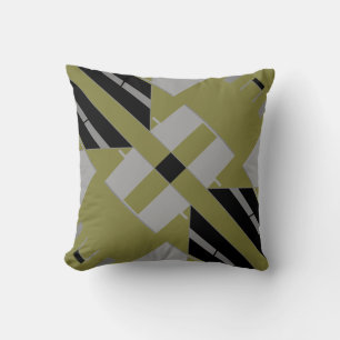 Coussin Black Grey Lumière Olive Méditerranéen Art diagona
