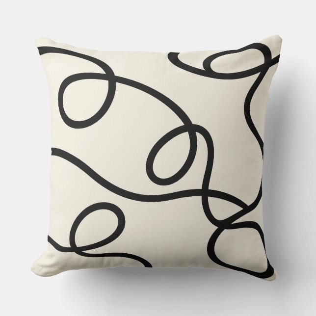 Coussin Black Ivory Loop Line Abstract (Recto)