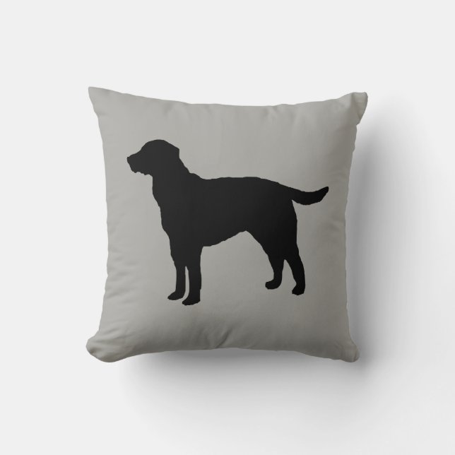 Coussin Black Labrador Silhouette Chien (Recto)