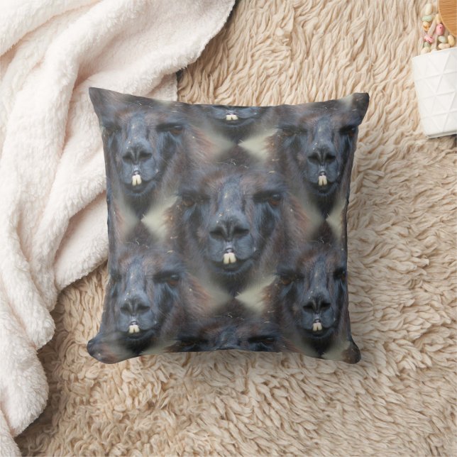 Coussin Black Llama Face (Couverture)