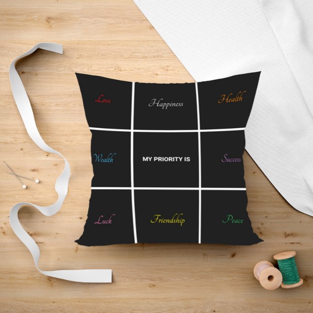 Coussin Black Modern Ma priorité (Créateur téléchargé)