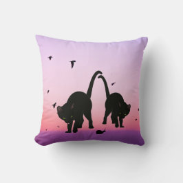 Coussin Black Purple Beach Cats Scène d'oiseaux