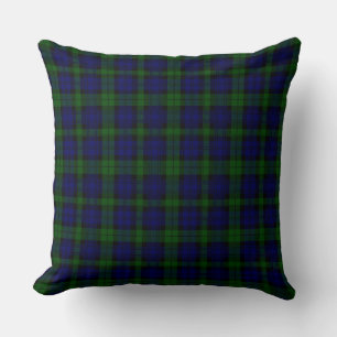 Coussin Black Watch Tartan bleu vert Plaid