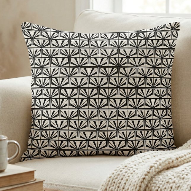 Coussin Black White Art Deco Geometric Pattern (Créateur téléchargé)