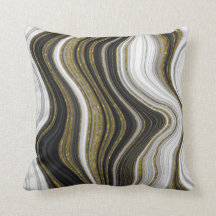 Black White & Gold Chic Swirl Modern AbstractTh