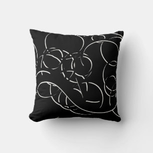Coussin Black & White Modern Élégant Tourbillon Abstrait