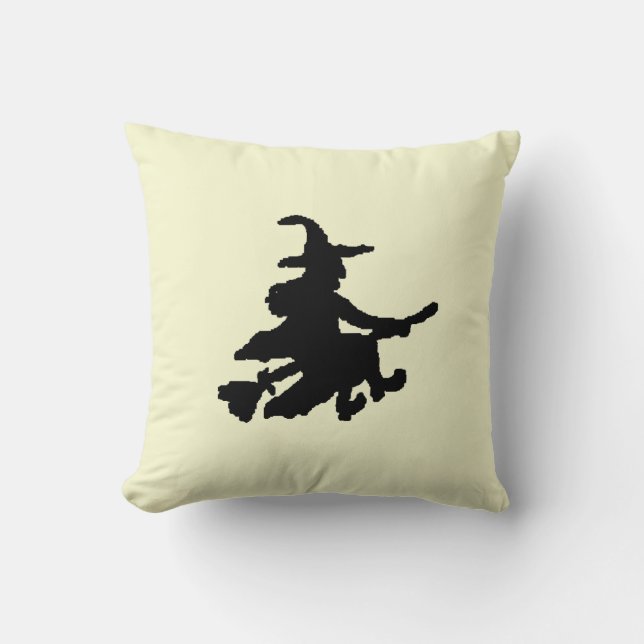 Coussin Black Witches on Yellow (Recto)
