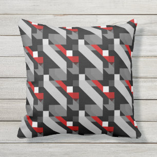 Coussin BlackToned et motif géométrique de couleur rouge