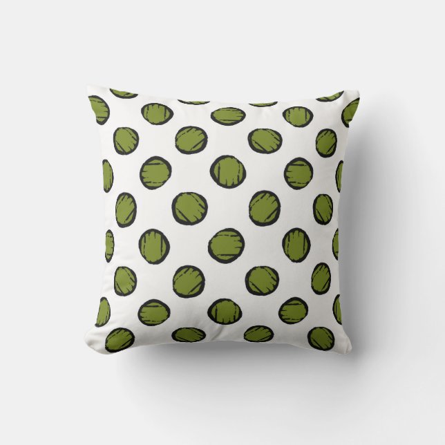 Coussin Blanc avec cercles / points vert mousse (Recto)
