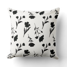 Blanc avec Motif Fleurs noires