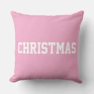 Coussin Blanc CHRISTMAS Texte Gras Sur Rose Clair Agréable