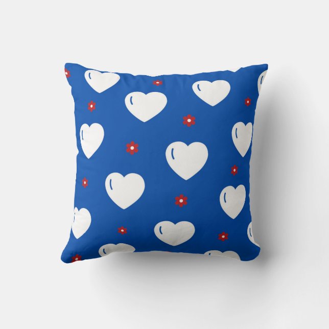 Coussin Blanc Cosy Moderne Romantique Chic Coeur élégant (Verso)