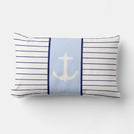 Coussin blanc de capitaine rayures bleues d'Ancre
