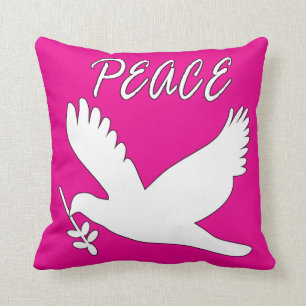 coussin blanc de colombe de paix