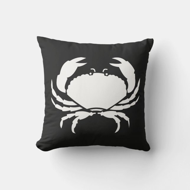 Coussin BLANC DE CRABRE sur BLACK Élégantes Tailles Modern (Recto)