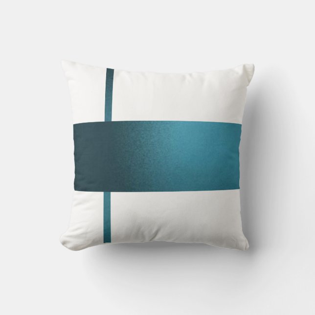 Coussin blanc de la bande Turquoise contemporaine (Recto)