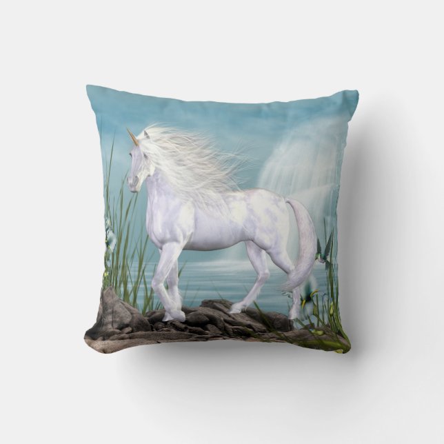Coussin blanc de licorne de beauté de bel ange (Recto)