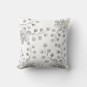 Coussin BLANC ET ARGENT BOTANIQUE DOUBLE Cushion À CÔTÉ