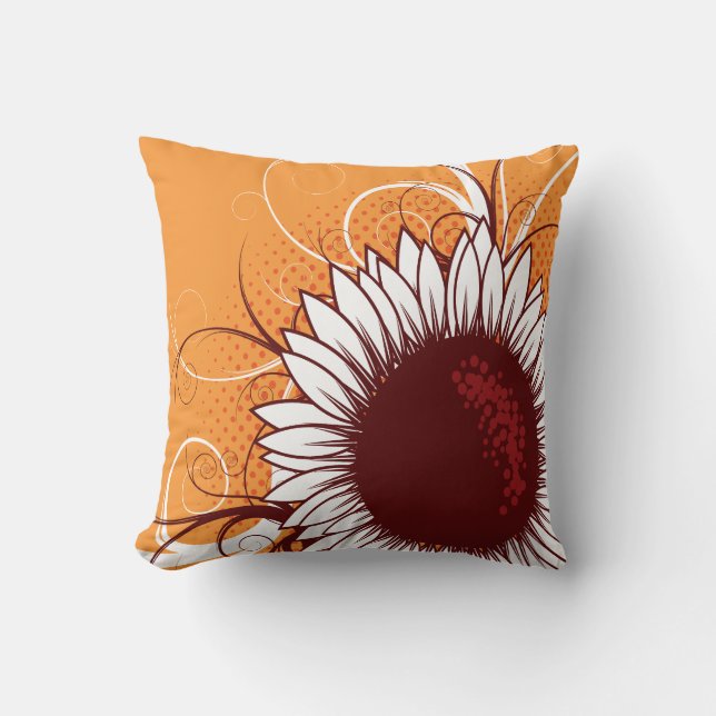 Coussin Blanc et fleur de Bourgogne sur l'orange (Recto)