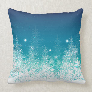 Coussin Blanc et minuit Bleu Noël NeigeFlakes