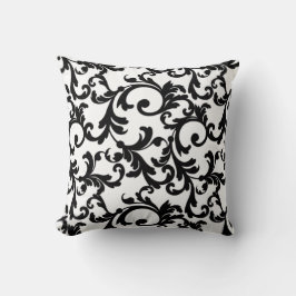 Coussin Blanc et noir Elegant Damask