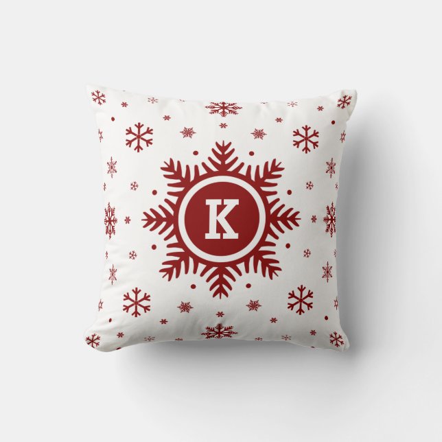Coussin blanc et rouge de flocon de neige de (Recto)