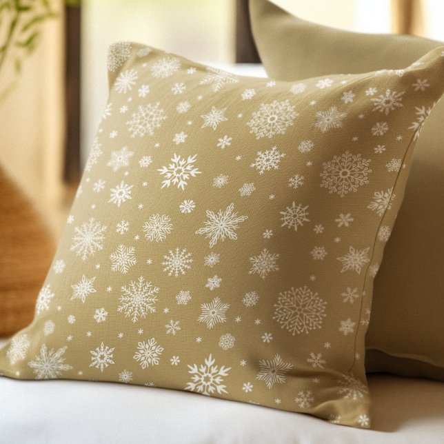 Coussin Blanc hiver Snowflon Gold (Créateur téléchargé)