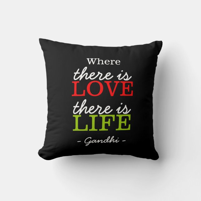 Coussin Blanc inspiré de noir de citation de Gandhi (Recto)
