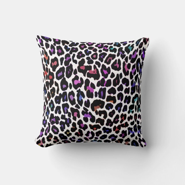 Coussin Blanc multicolore de léopard (Recto)