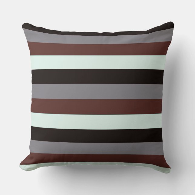 Coussin Blanc noir Brown rayures modernes (Recto)