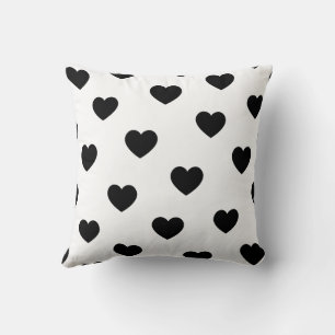Coussin Blanc Noir Doux Cosy Moderne Romantique Coeur Chic